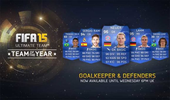 FIFA 15 TOTY Goalkeeper and Defenders Available in Packs Now