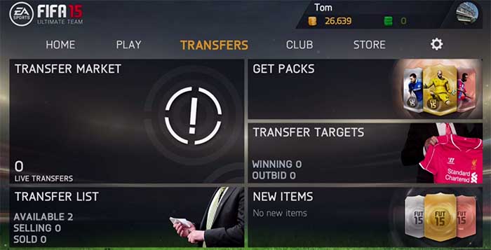 Transfer Market for the FIFA 15 Ultimate Team Mobile App is Back