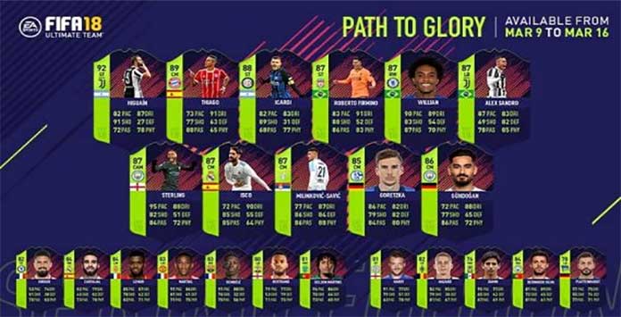 FIFA 18 Spring PTG Players - The Path to Glory Squad