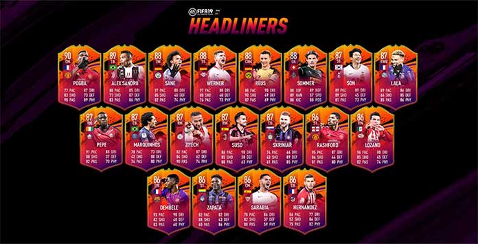Headliners Squad for FIFA 19 Ultimate Team